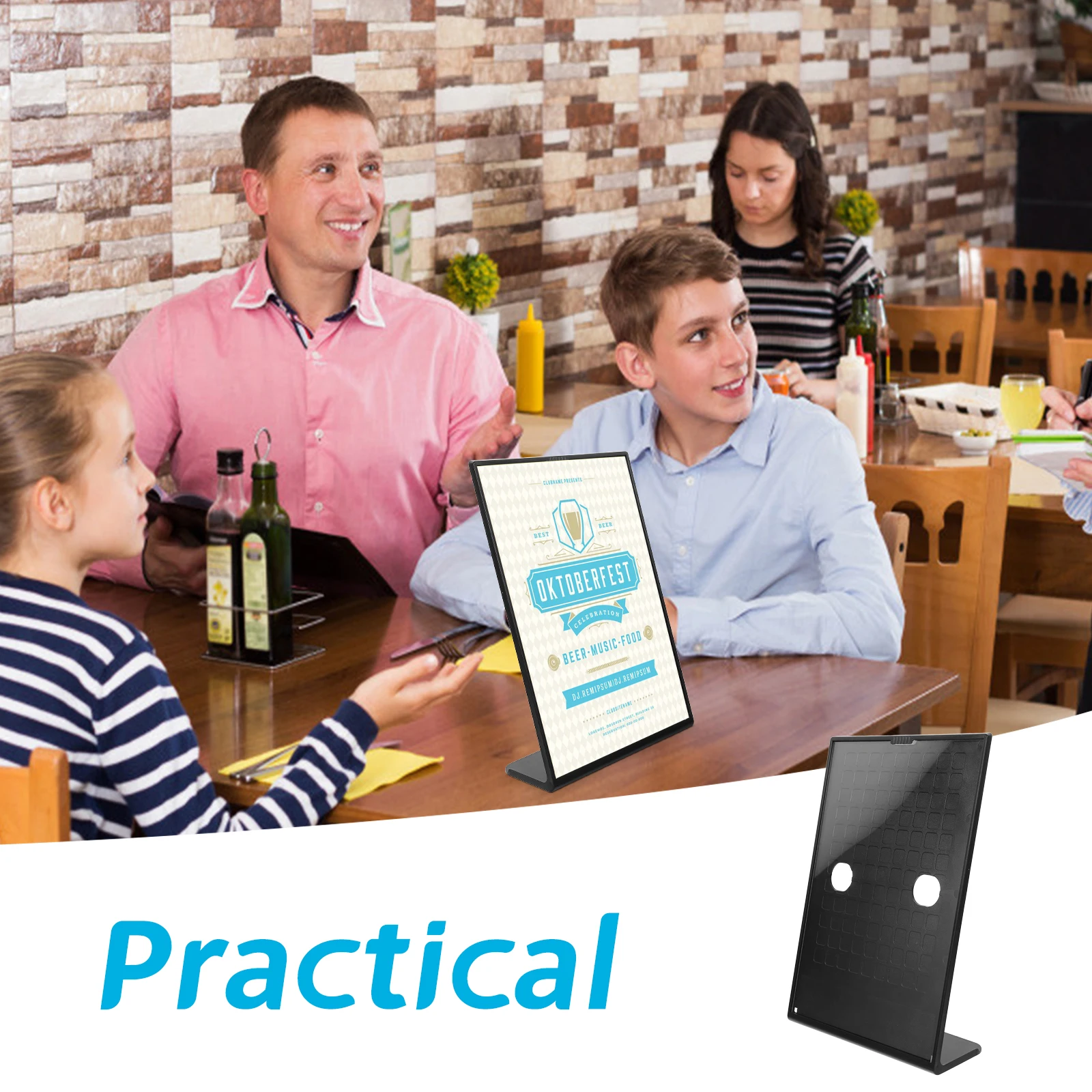 

L-shaped Menu Display Stand Black A4 21x29 7cm Plastic Table Sign Holder Brochure Rack Stable Base Multi-purpose