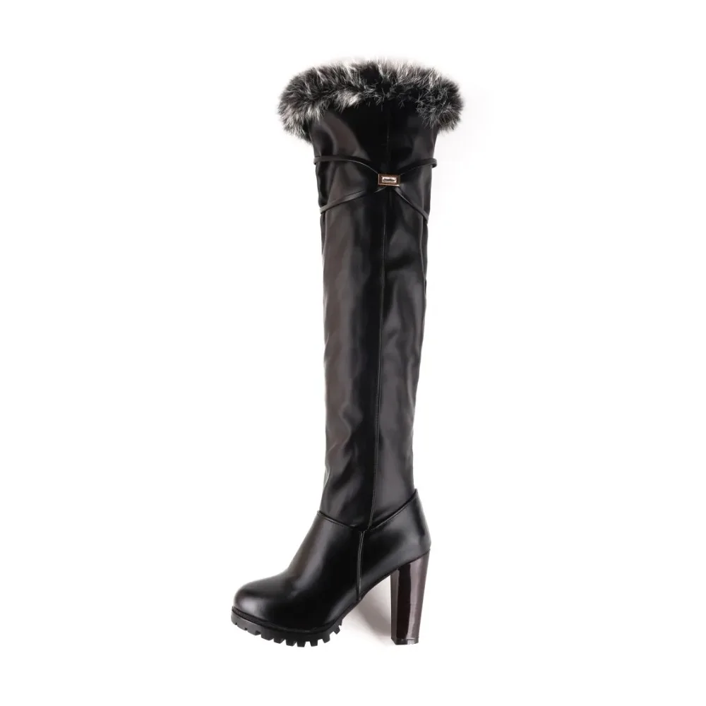 2016 Winter New High Heel Boots Leisure Elegant  Heels Sexy Women Shoes warm snow Boots Round Toe Thin Heel Leather Boots T703-6