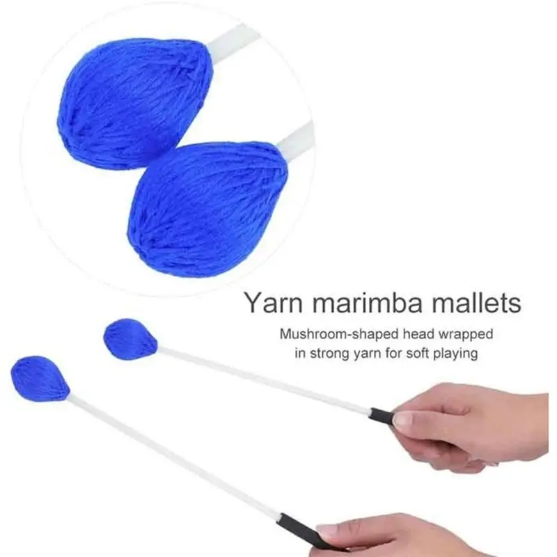 A06F-Fiberglass Handles Yarn Head Marimba Mallets Light Vibraphone Mallets Blue Percussion Mallets