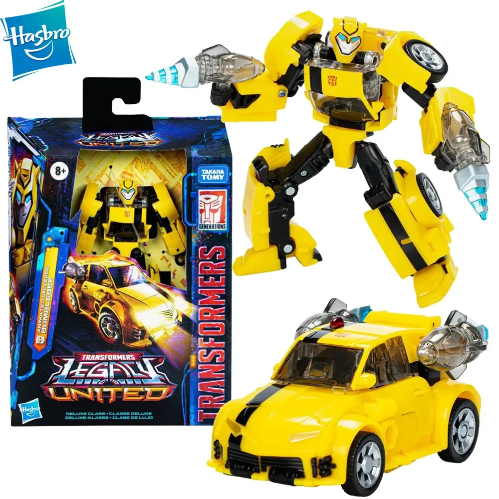 In Stock Hasbro Transformers Legacy United Bumblebee 14cm Deluxe Class Animated Universe Anime Action Figure Original Model Toys