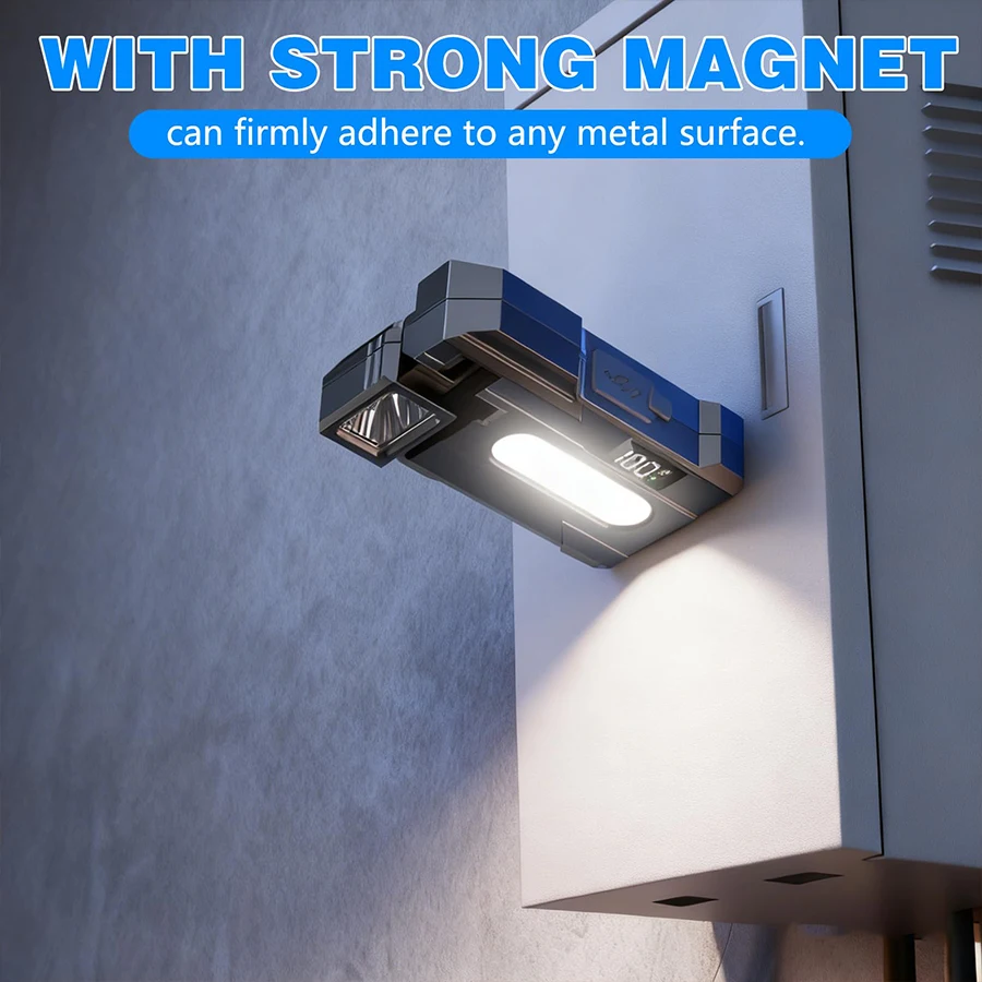 Multi-functional Ultra-Bright EDC Flashlight Rotating Head Torch Outdoor COB Red/Blue Emergency Light Tail Magnet Work Lamp