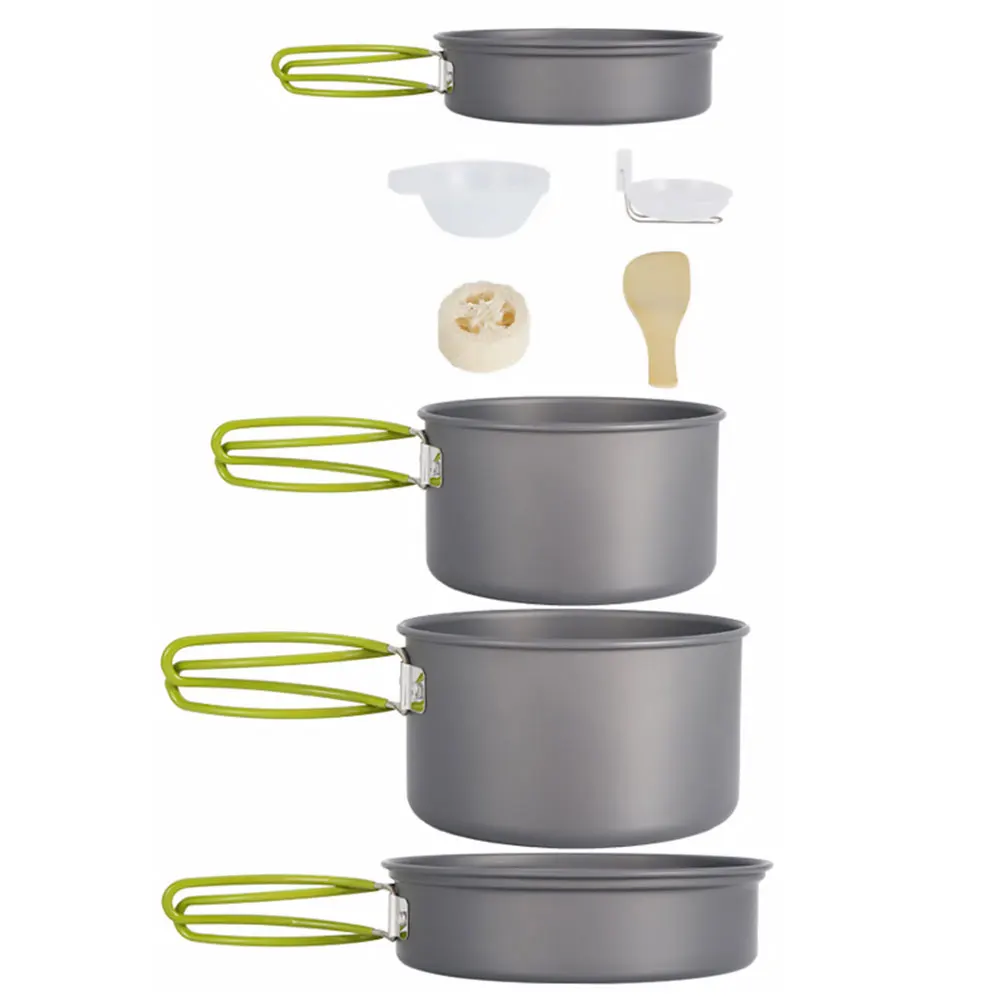 

1 set Medium Large Frying Pan Small Pan Bowls Outdoor Cookware Camping Set Durable Portable Picnic Field Hiking Fishing