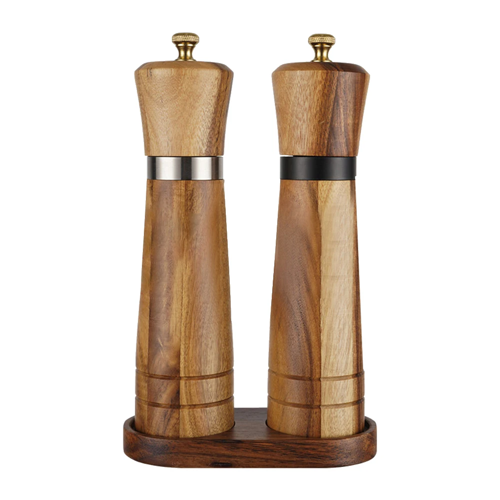 

Salt and Pepper Grinder Set Wooden Salt and Pepper Mill Shaker Easy Adjustable Ceramic Coarseness Large Refillable