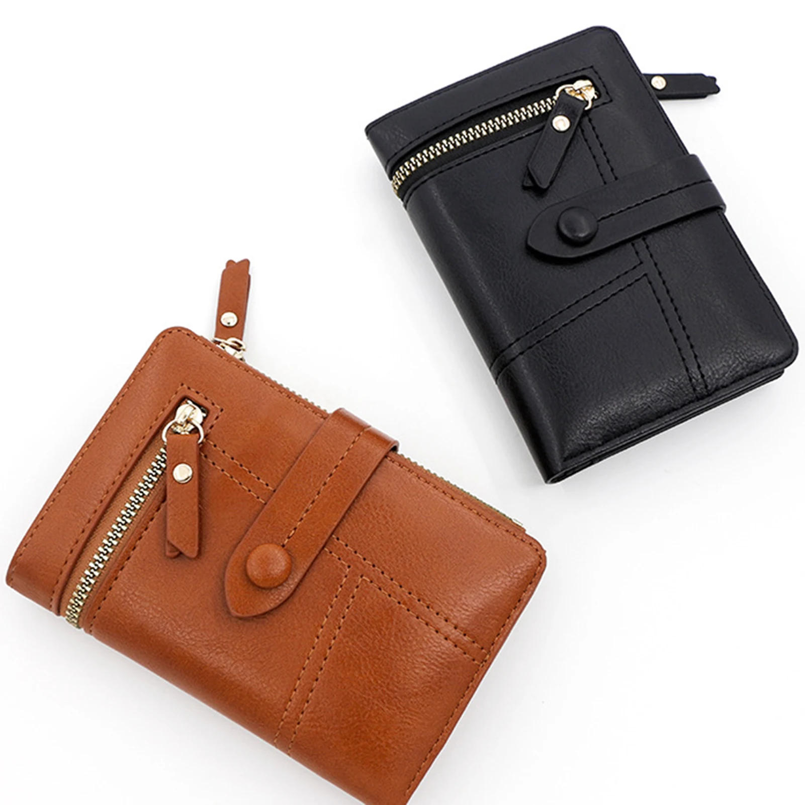 

Women's PU leather Trifold Wallet Solid Color Ladies Credit Card Holder for Business Travel Office Outdoor