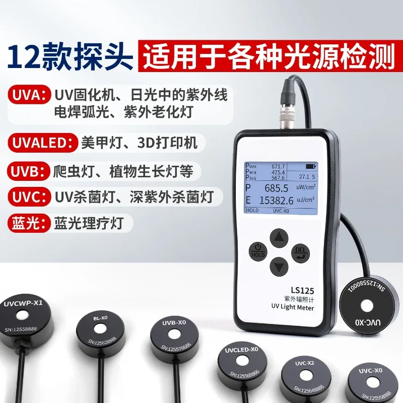 LS125 Multi‑Channel UV Irradiance Meter UVA UVC Ultraviolet Intensity Detector UV Radiation Testing Instrument