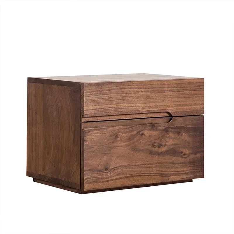 Black walnut all-solid wood bedside table, modern simple small apartment cherry wood storage white oak