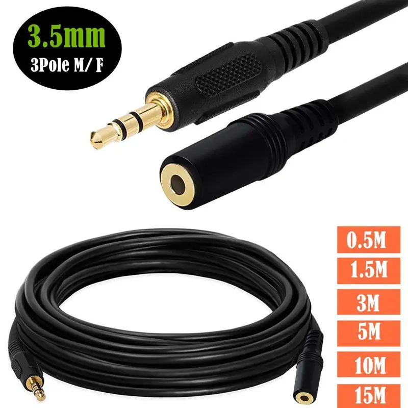 Cable de extensión de Audio de 3 polos, macho a hembra, para teléfono, tableta, adaptador de conector auxiliar de Audio, dc3.5 mm