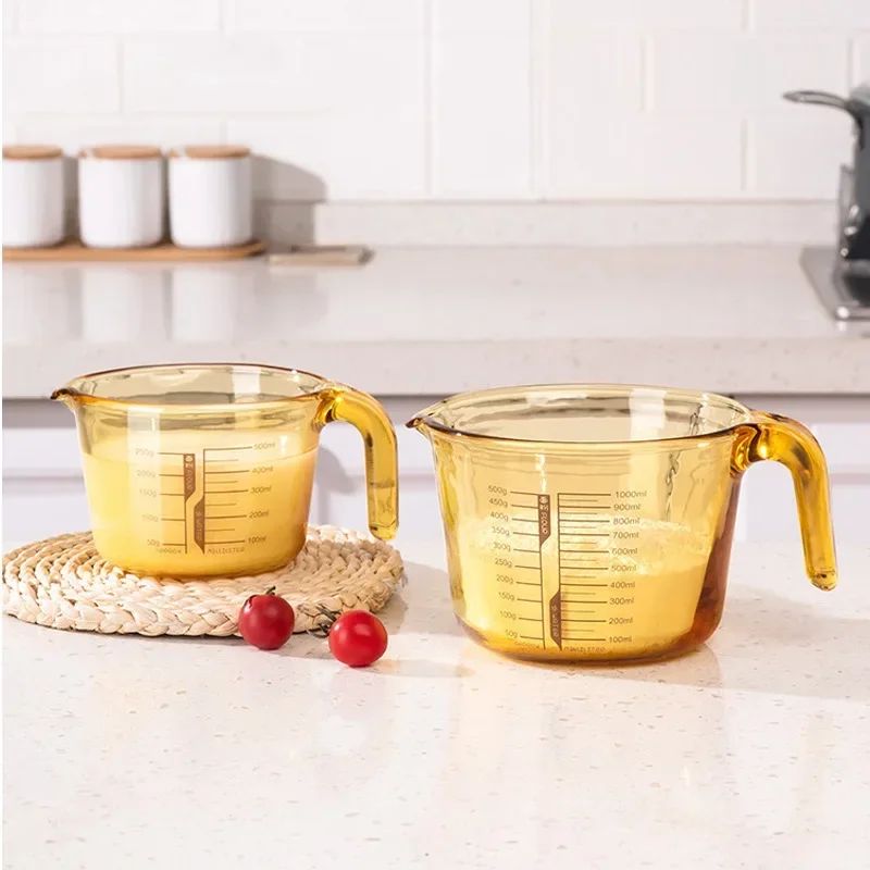 

High Temperature Resistant Glass Measuring Scaled Cup, Food Grade Measuring Water Cups, Kitchen Baking Egg Beating Milk Baking