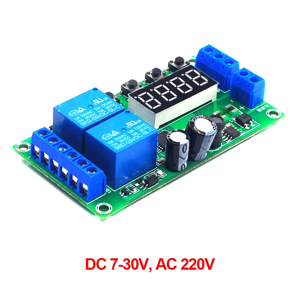 YF-7 modul Relay Delay Dual-Channel, Timer siklus pemicu Nadi 0.01s-999m 7-30V modul saklar Relay Delay