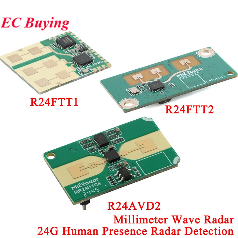 Módulo de Radar de onda milimétrica R24AVD2 R24FTT1 R24FTT2 24G Sensor de detección de Radar de percepción de distancia de movimiento de presencia humana