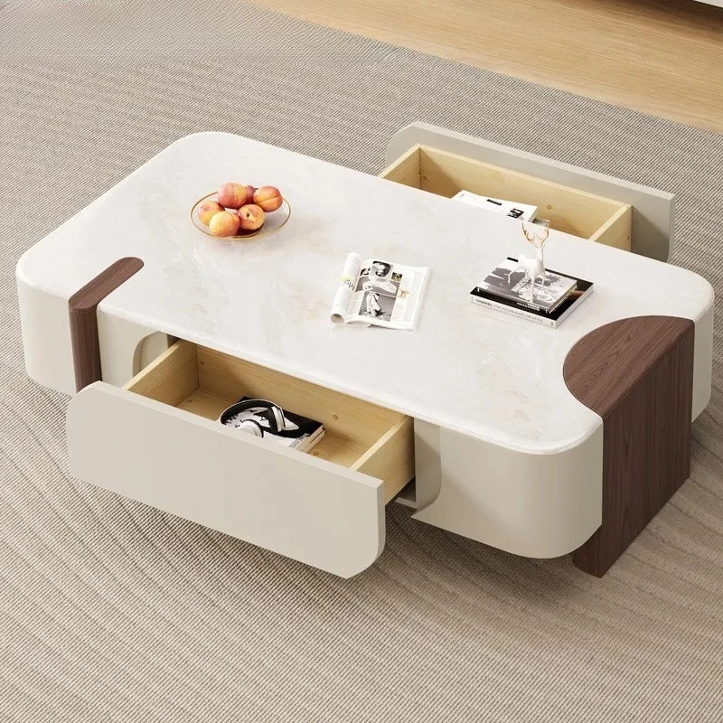 New microcrystalline stone coffee table living room household small apartment small coffee table light luxury rock plate