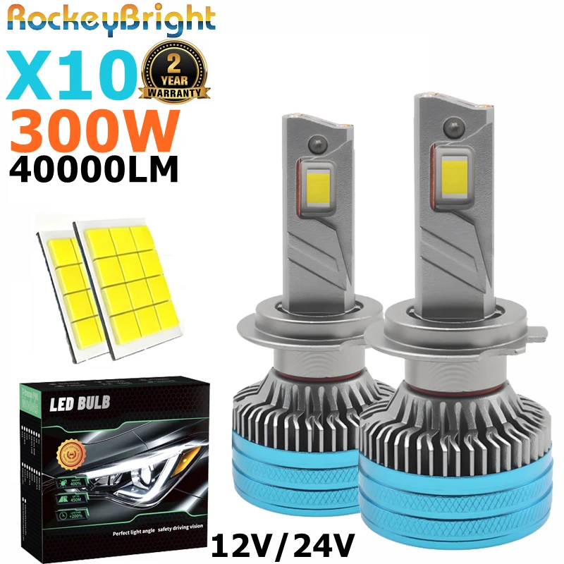 X10 300W 30000LM H7 Led Farol de carro CANBUS H1 H4 H11 Luz de nevoeiro 9005 9006 HB3 X10 Kit de farol de carro 6000K 12V-24V