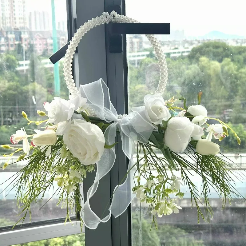 Ramo de flores de simulación, corona de muñeca de perlas, certificado de boda, flor para llevar a mano, diseño Original, tipo de corona portátil, Bou de mano