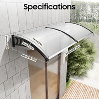 Door Awning Canopy Sun Rain UV Protection Transparent Shelter 200*90CM for Front Door Porch Patio Roof Garage
