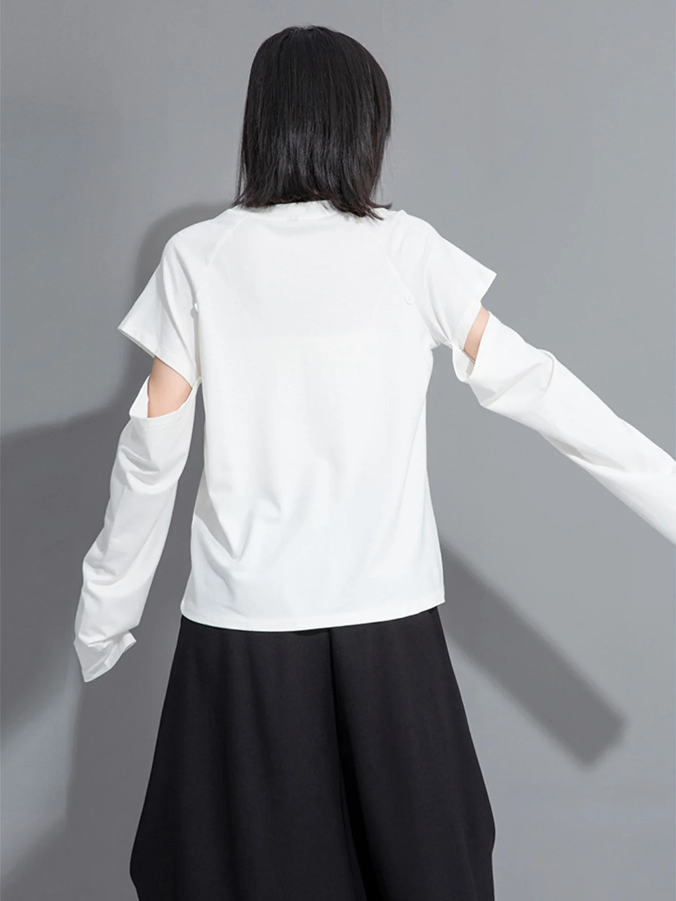 Spring Summer New Design Detachable Short Sleeve Loose Slimming Casual Long Sleeve T-Shirt Unique Style Upper Body Fashion