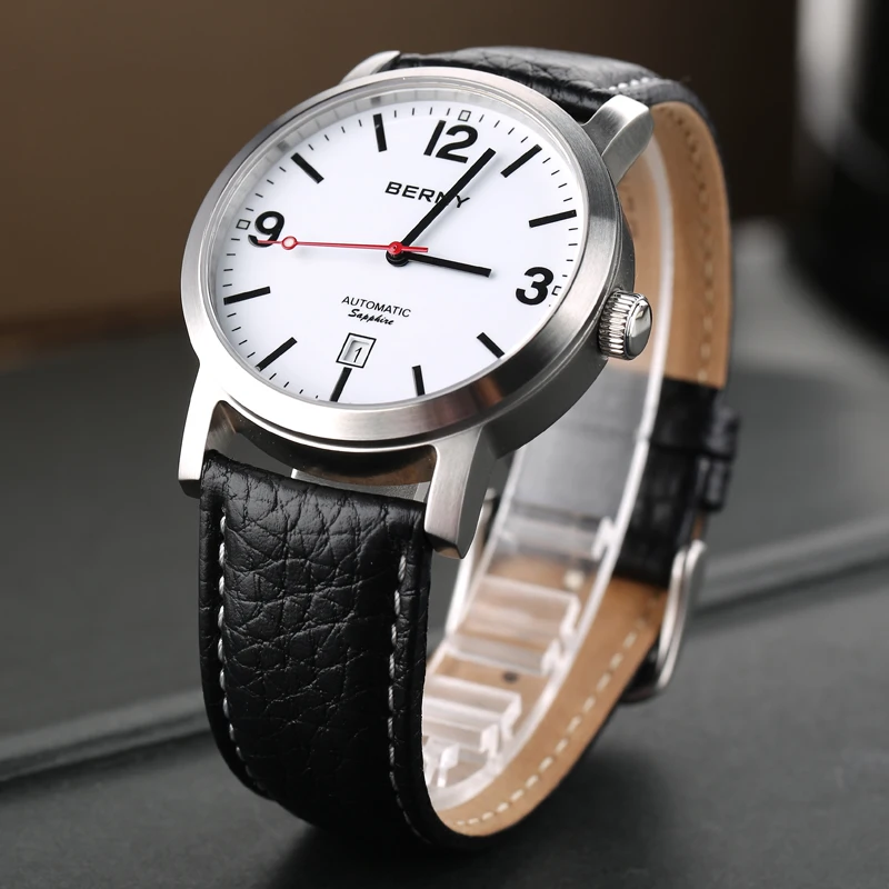 BERNY Men Mechanical Wristwatch 5ATM Waterproof Watch Casual Leather Timepiece ST1612 Luxury Automatic Men Watch