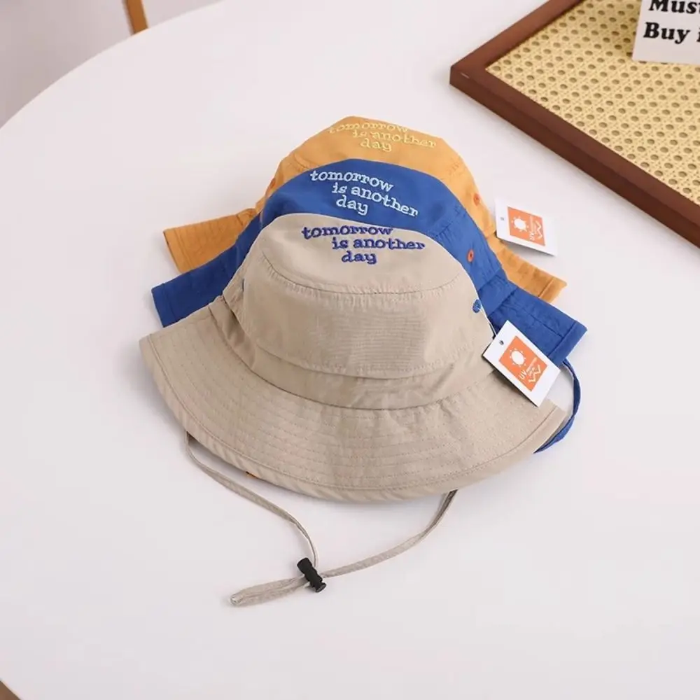 

Korean Style Breathable Bucket Hat Quick-dry Letter Embroidery Summer Kid Sunhat Mesh Shading Hat Children's Fisherman Hat