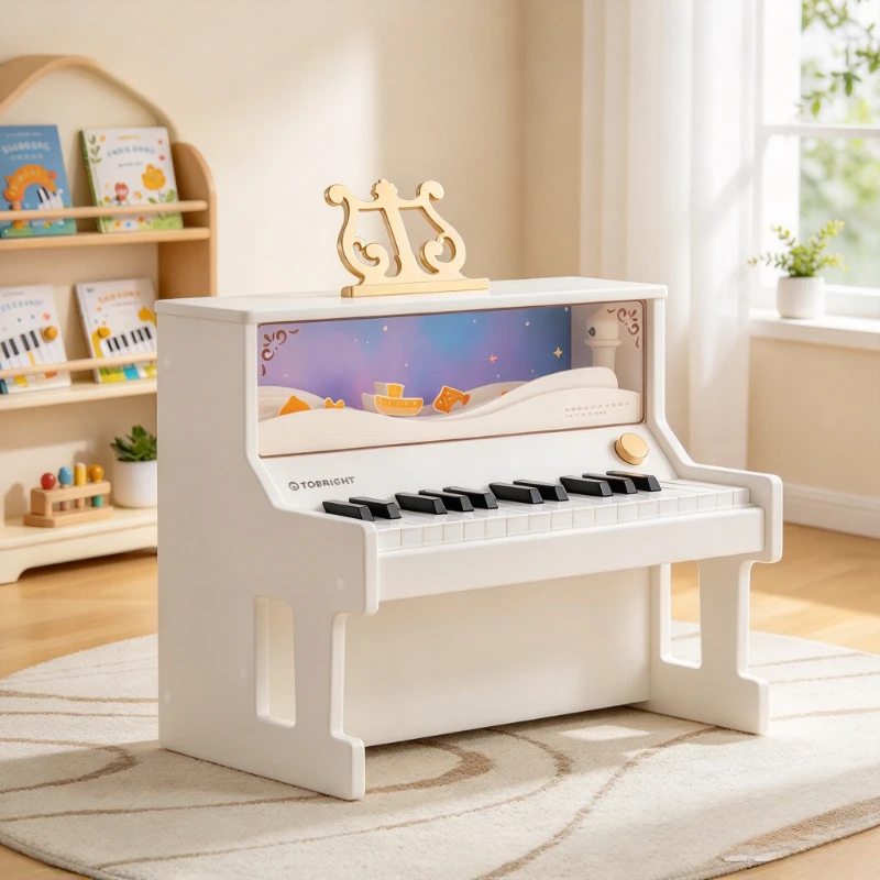 Wooden Kids Electronic Piano, Beginner Musical Keyboard with Clear Sound and Gift Box for Early Learning and Family Playtime