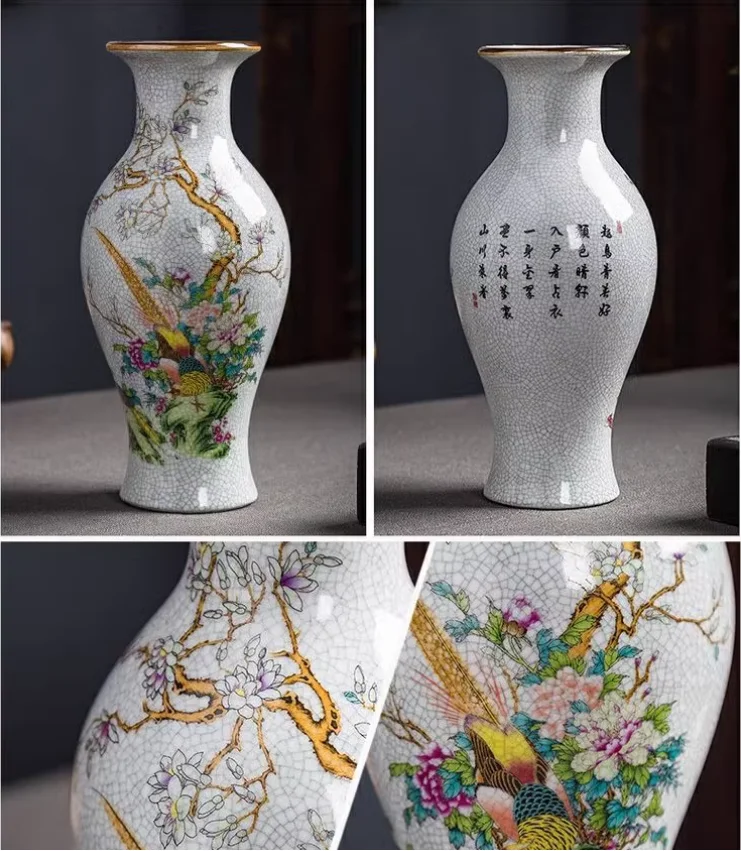 Jingdezhen ceramic vase, home Chinese style living room flower arrangement, entrance hall imitation antique antique decoration
