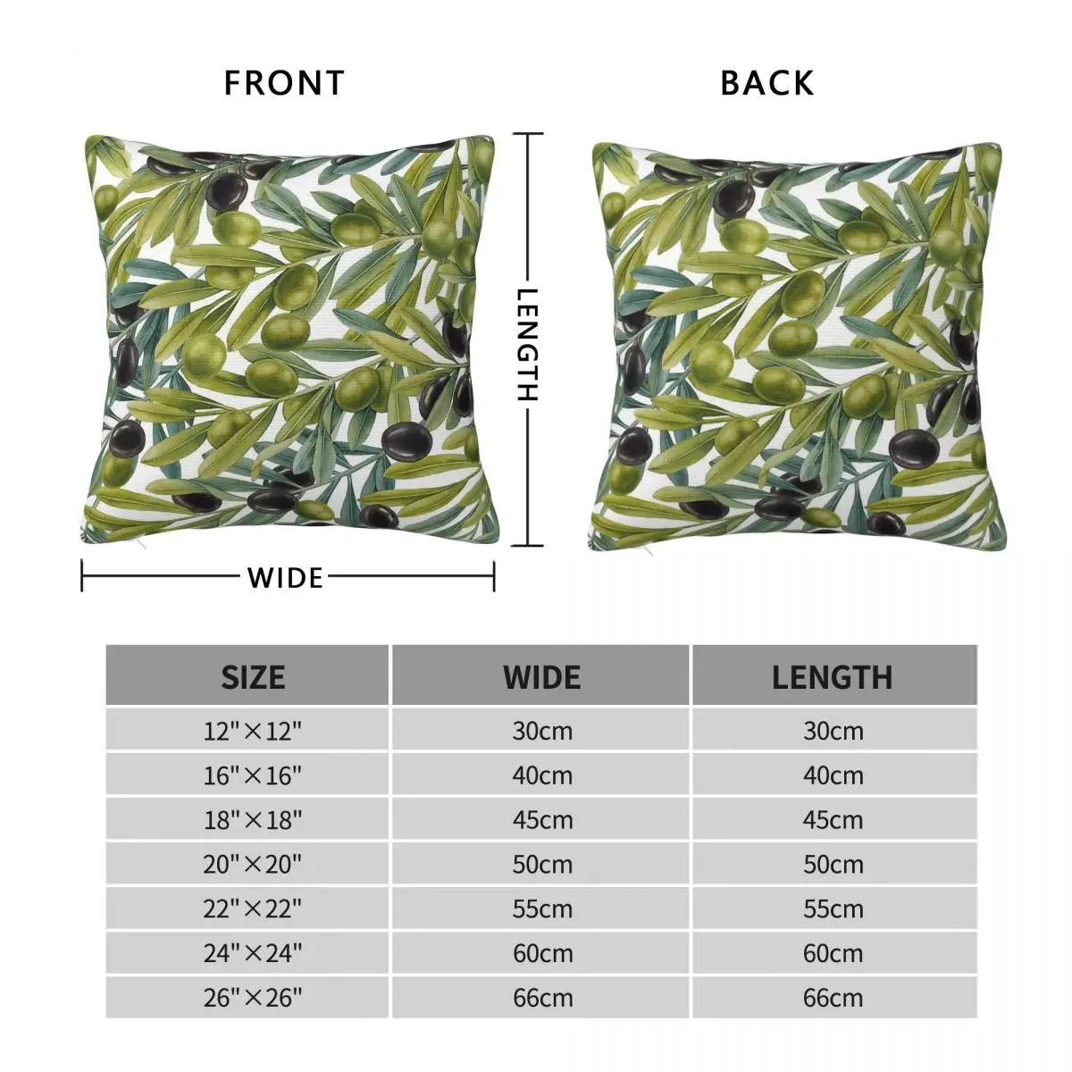 Watercolor Olive Branches Pillowcase Polyester Linen Velvet Printed Zip Decor Throw Pillow Case Sofa Cushion Cover