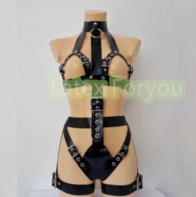 

Handmade Sexy 1.0mm Thick Latex Corset Waist Trainer Natural Latex Full Body Harness For Woman