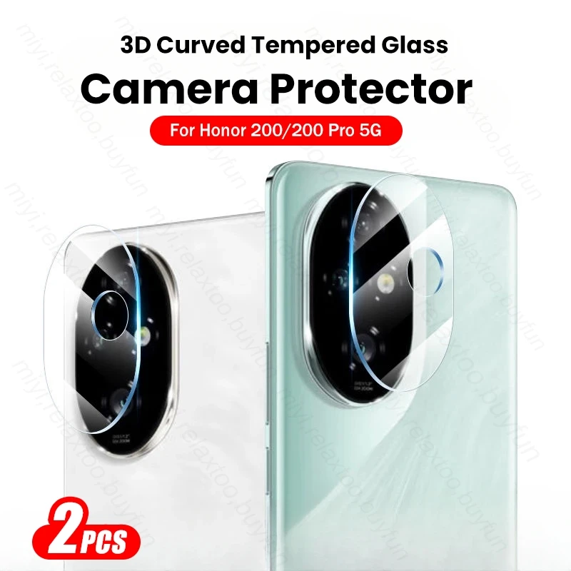 Honor200pro Case 2PCS 3D Curved Camera Protector Tempered Glass For Honor200 Honor 200 Pro 200Pro Lens Protect Glass Honar Honer