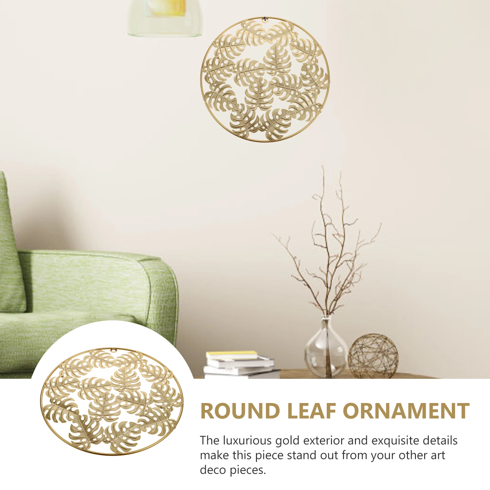 

Iron Hanging Wall Decoration Round Leaf Pendant Decorative Ornament for Indoor Outdoor Garden Home Wall Crafts Pendant