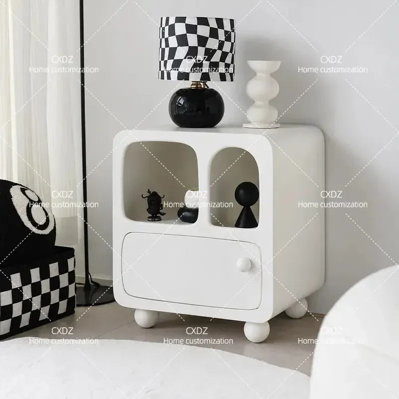 Classic Cream Bedside Table Colorful Decorative Storage Cabinet with Drawers for Bedroom Living Room Home Furniture