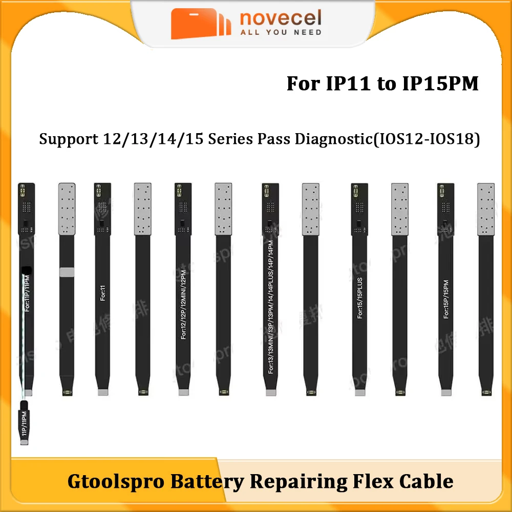 Gtoolspro Battery Diagnostics Flex Cable 100% Health Repair Support iOS 18 System for iPhone 12 13 14 15 Pro Max No Need Flash
