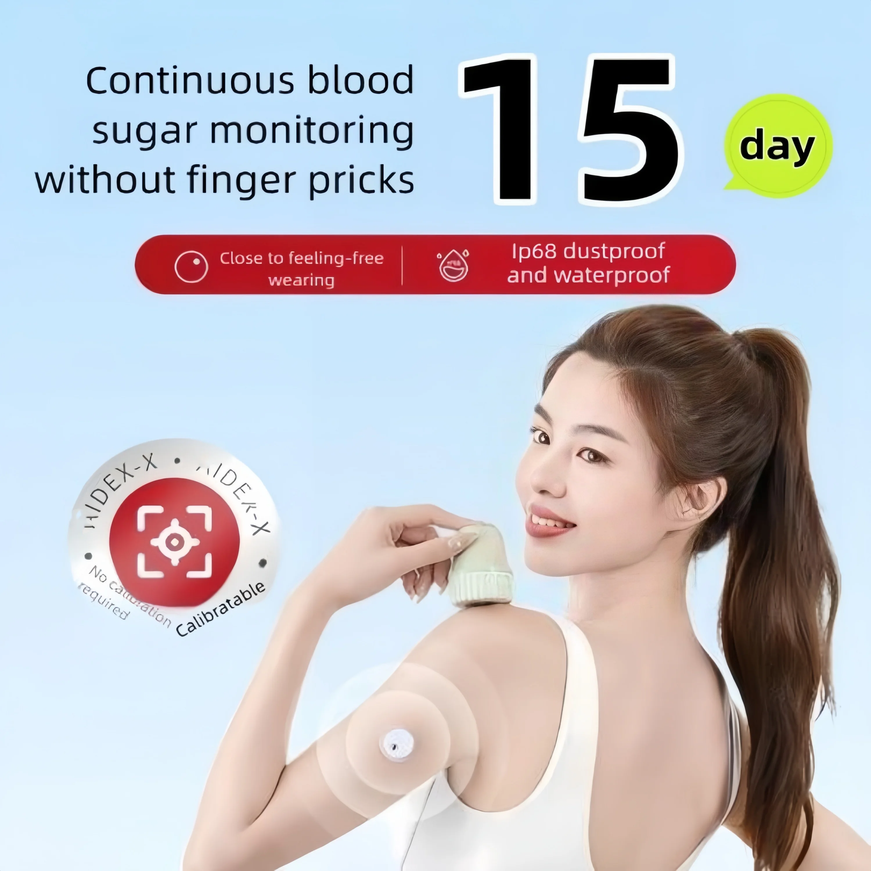 cgm動的血糖測定センサーは、15日間連続で血糖値を監視できます。freestyle-libre血糖測定器