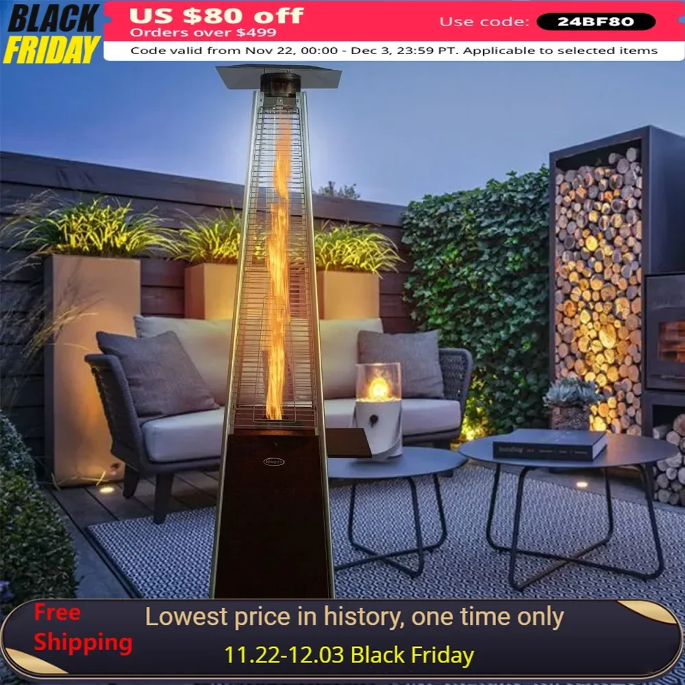 2 in 1 Patio Propane Heater with Detachable Table, 48,000 Btu， Quartz Glass Tube Propane Heater