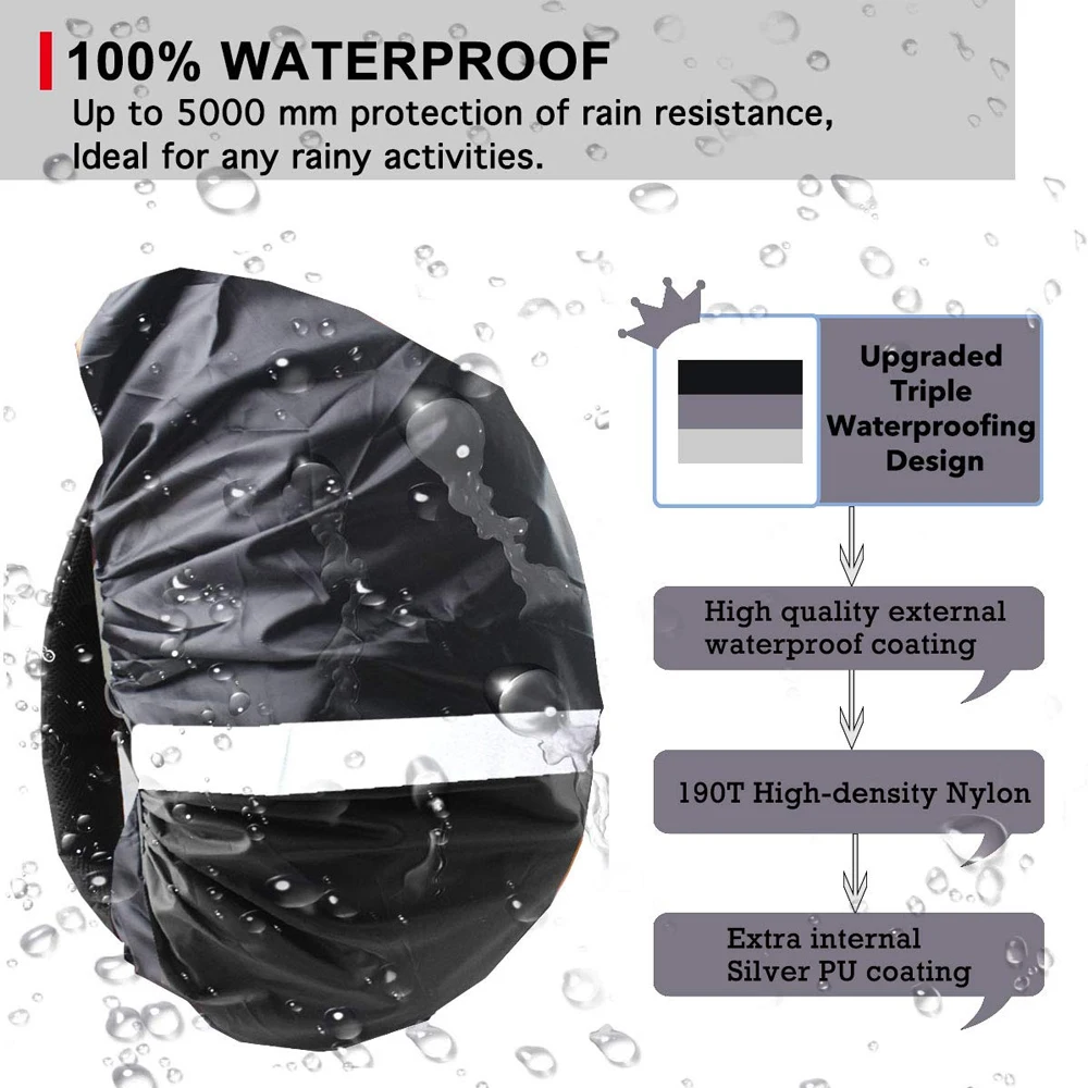 Waterproof Backpack Rain Cover with Reflective Strap, Backpack Cover, Adjustable Anti Slip Cross Buckle, Travel, 1Pc