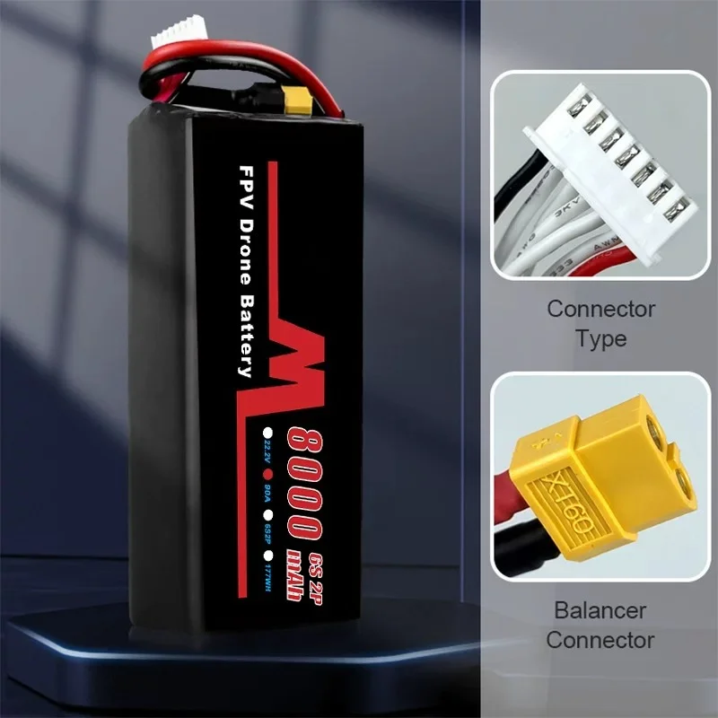For LekDro 8000mah 6S 2P Lithium Battery for Model Aircraft Suitable for FPV Traversing Machine Battery