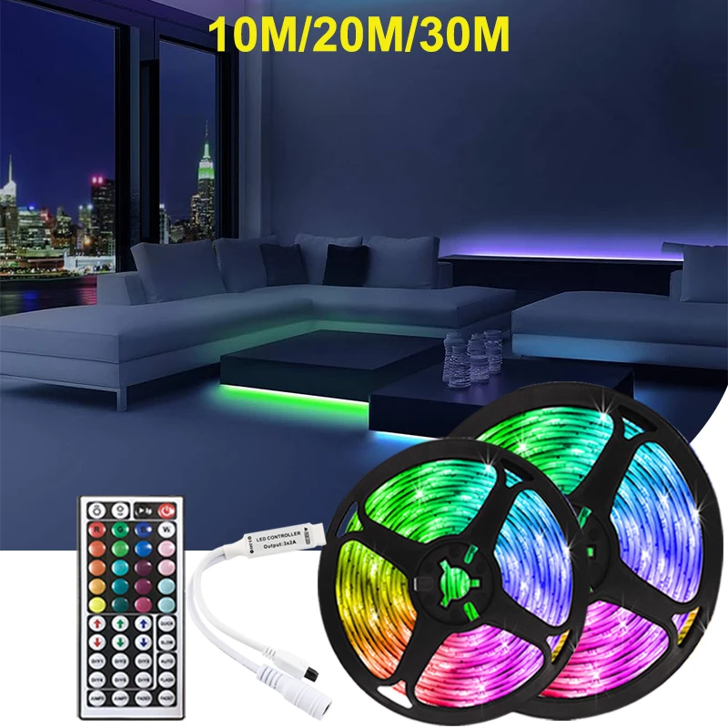 Taśmy Led do pokoju 5050 12V Taśma Led RGB Smart Remote Control 44Key RGB Ribbon Christmas Led Lights Dekoracja ścienna