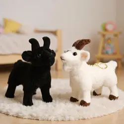 1Pcs Soft Stuffed Standing Goat Toy Lifelike Goat Pendant Plush Toys Cute Mini Animal Cool Keyring Bags Decoration