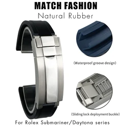 60mm Rubber Watchband 18mm 19mm 20mm 21mm for Rolex Submariner Daytona Oyster GMT Master Slide Lock Buckle Silicone Strap