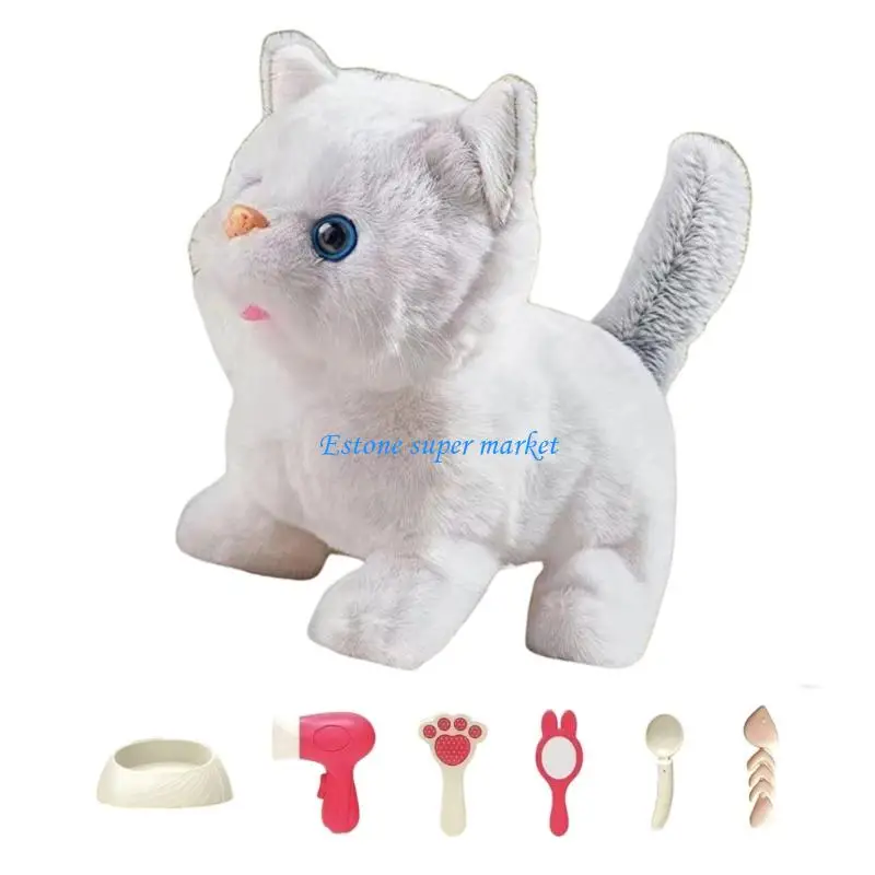 090B 걷는 동작과 시뮬레이션 소리가 있는 아이 봉제 동물 전기 로봇 애완 동물 장난감