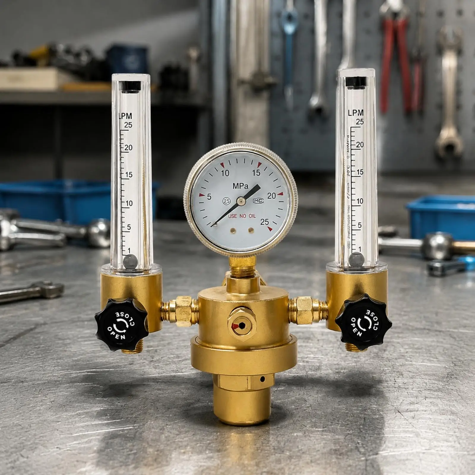 WX-562 Gas Pressure Regulator Single-Stage Gas Regulator with Dual Stream Gauge Tubes Oil-Complimentary Corrosion-Resistant