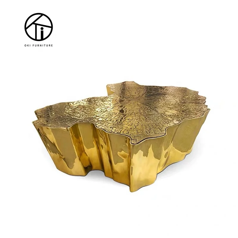 Mesa De Café De Tronco De Árvore De Aço Inoxidável, Anel De Árvore Exclusivo De Luxo, High-End, Único Eden Ouro, Marca Moderna, Famosa