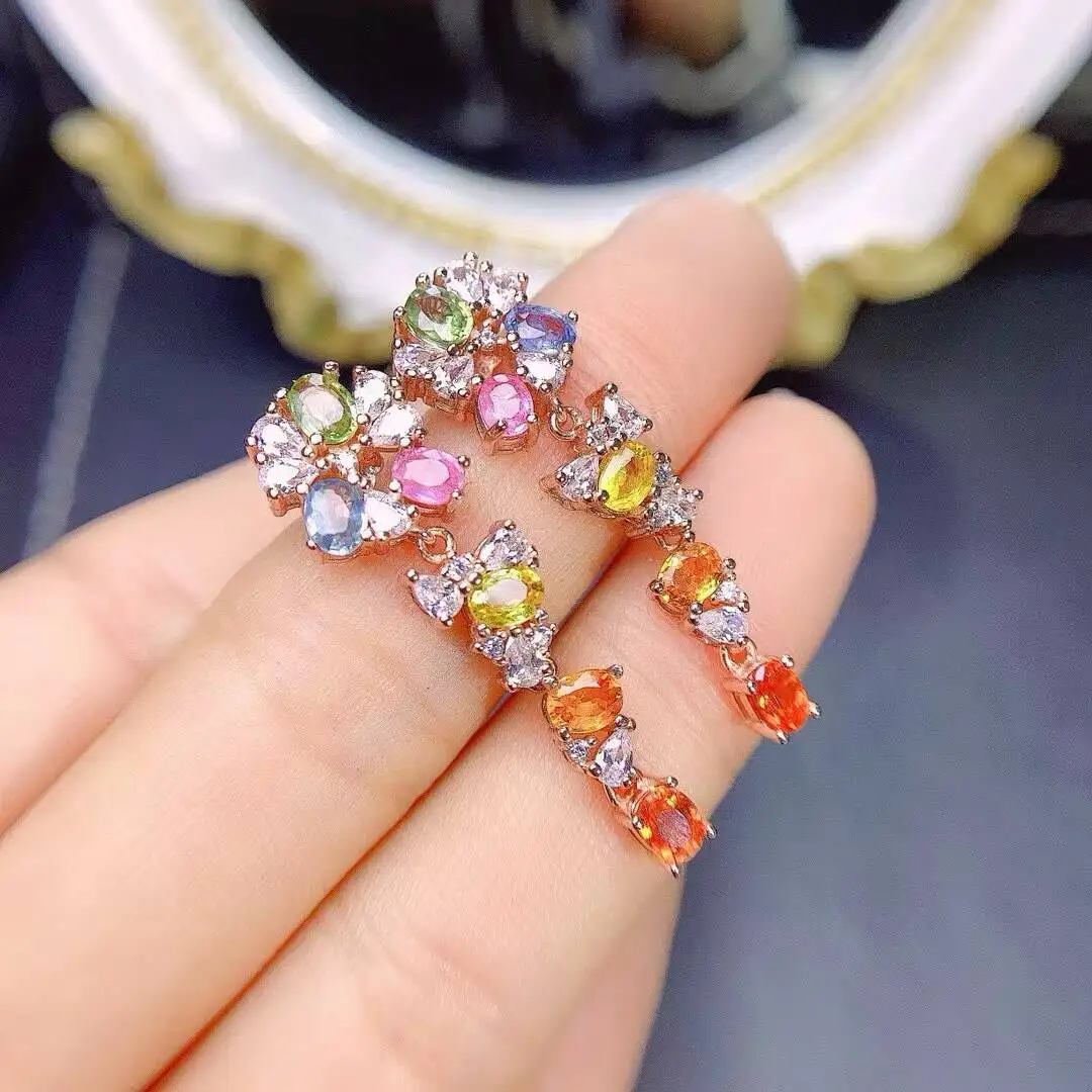 KJJEAXCMY Jewelry Natural Women's Colored Sapphire Ring 925 silver inlay Colorful and splendid Crystal pure fire flash explosion