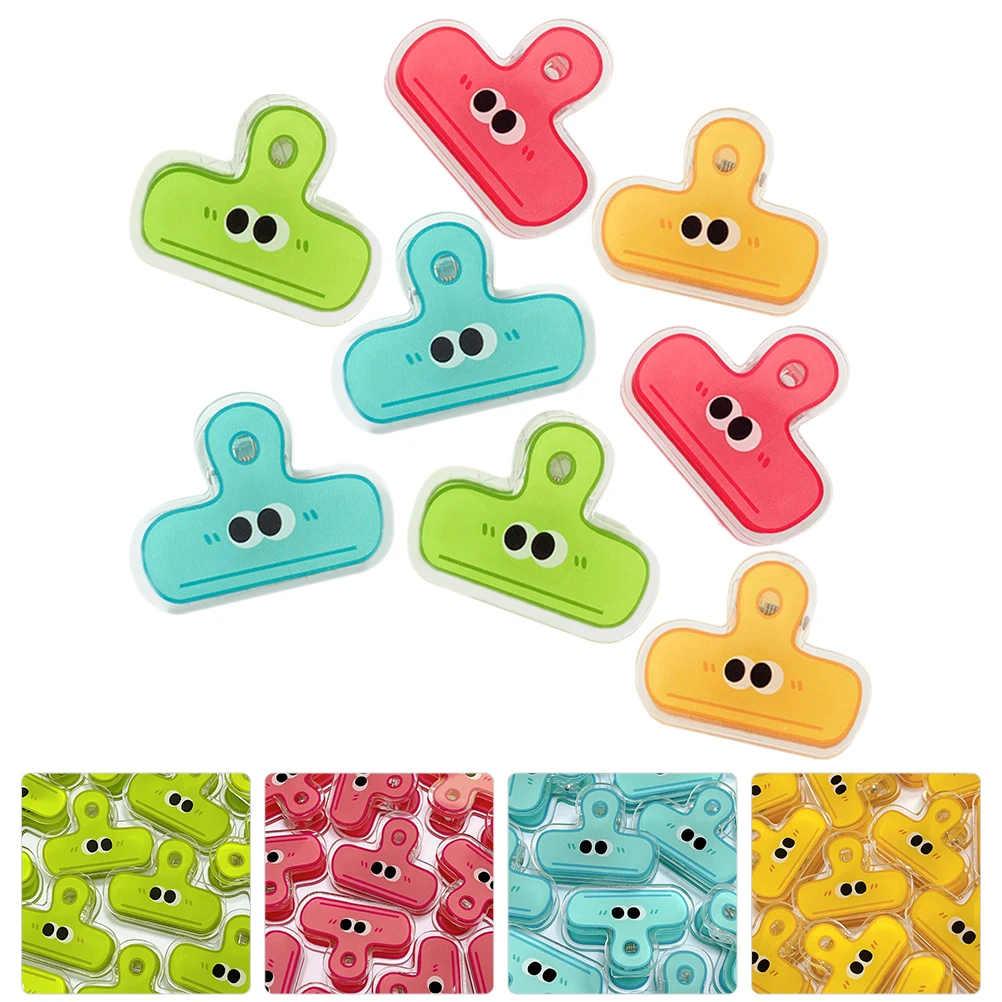 

8pcs Plastic Binder Creative Paper File Organization Wall Hanging Small Cute Multiuse Snack Bag Chip Clips Funny