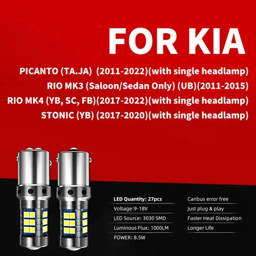 Imagen 2 del producto 2 uds luces LED de conducción diurna bombillas de estacionamiento DRL para Kia Picanto TA JA Rio MK3 Mk4 Stonia YB 2011 2012 2013 2014 2017 2020