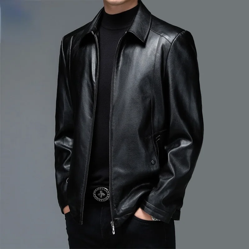 Leather Jacket Real Men Clothing 100% Sheepskin Short Jackets for Men Black Thin Motorcycle Male Leather Jacket Chaquetas