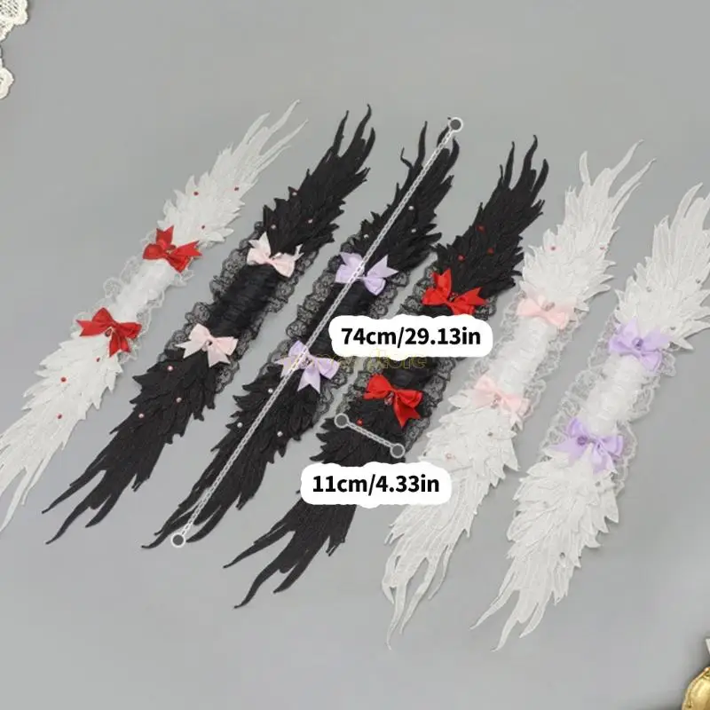 31BF Gothic Punk Hair Accessory Angel Wing Design Soft Fabric Soft Alivable Cairband for Women Costume Fêtes Usure quotidienne