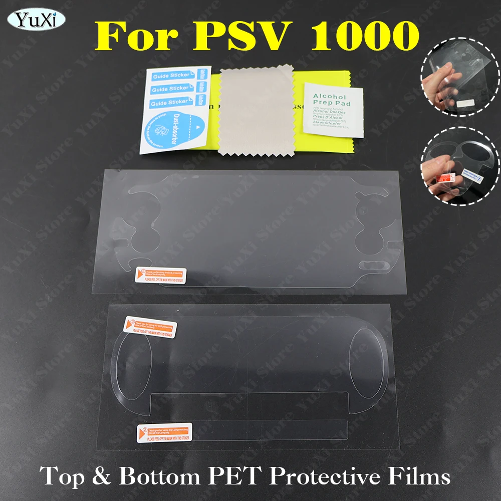 1 Satz transparente Kristall-Schutzhülle für PS Vita 1000, obere und untere PET-Schutzfolien, transparente Gehäuseabdeckung für PSV 1000 Game