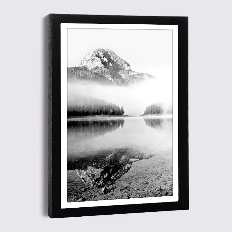 A4 6 7 8inch Photo Frame With Canvas Painting Black And White Beach Mushroom Boat Bird Flowers Wall Art Combination Photo Frame