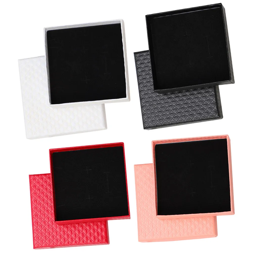 

4Pcs Jewelry Storage Box Cardboard Small Gift Boxes Simple Organizer Portable Ring Necklace Earring Packaging Case for Travel