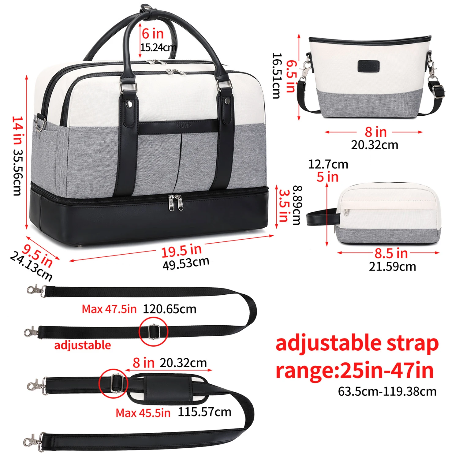 Large Capacity Travel Bag Handbag Tote Travel Bag Shoulder Weekend Bag with Shoe Compartment Breathable Travel Night Bags