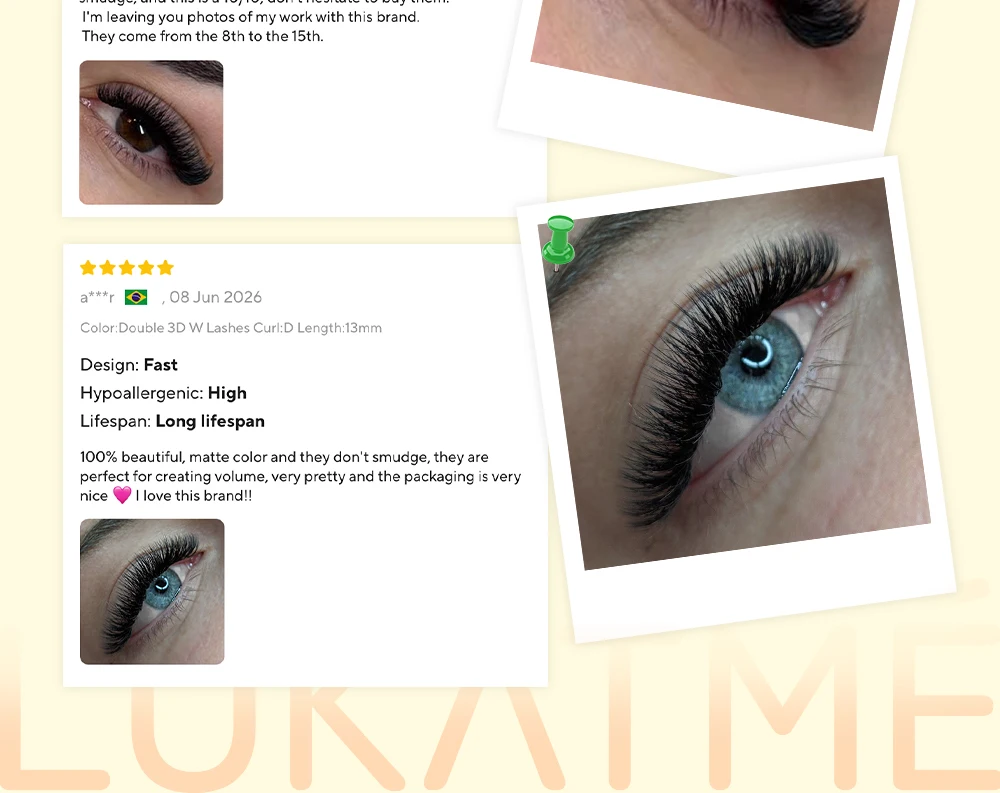 LUKATME Doppelte 3D W-Form Wimpernverlängerungen, vorgefertigte Fächer, W-6D Wimpernbüschel, C/D-Curl, weiche, volle, dichte Wimpern, 8-15 mm, für den Salon – Detail 14