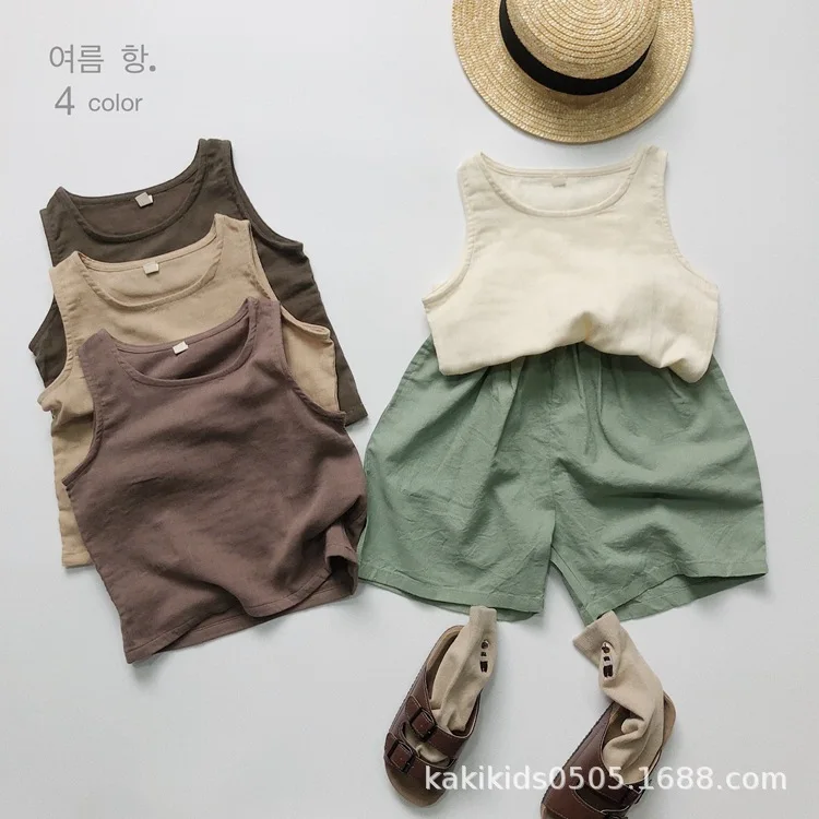 Cotton Korean Series~Summer New Korean  Children's Lightweight Breathable Tank Top  Casual Versatile Sleeveless Tank Top